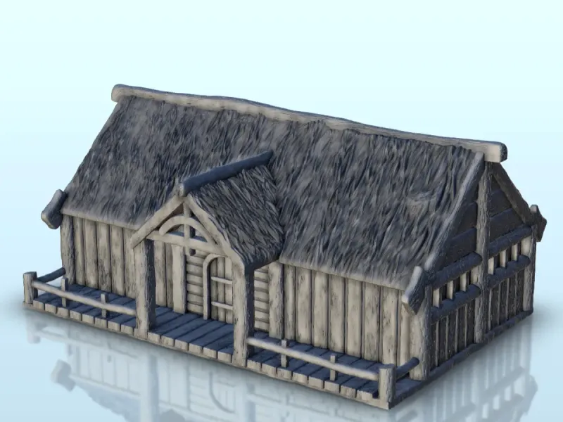 Casa medievale con terrazza e tetto di paglia (1) - miniatur