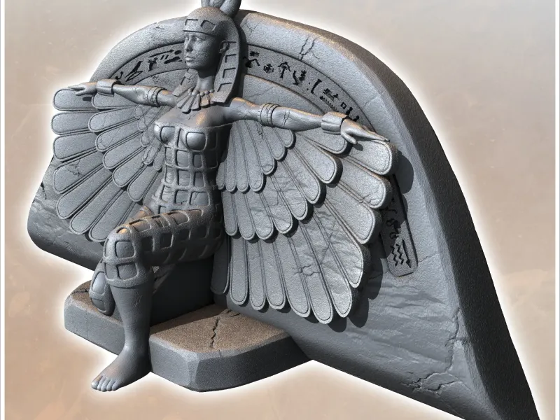 Statua della Dea Iside su piattaforma di pietra (3) - miniature wa