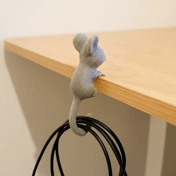 Mouse-Shaped Desktop Cable Organizer Hook