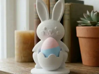 3D Printed Minimalist Easter Bunny holding an Egg