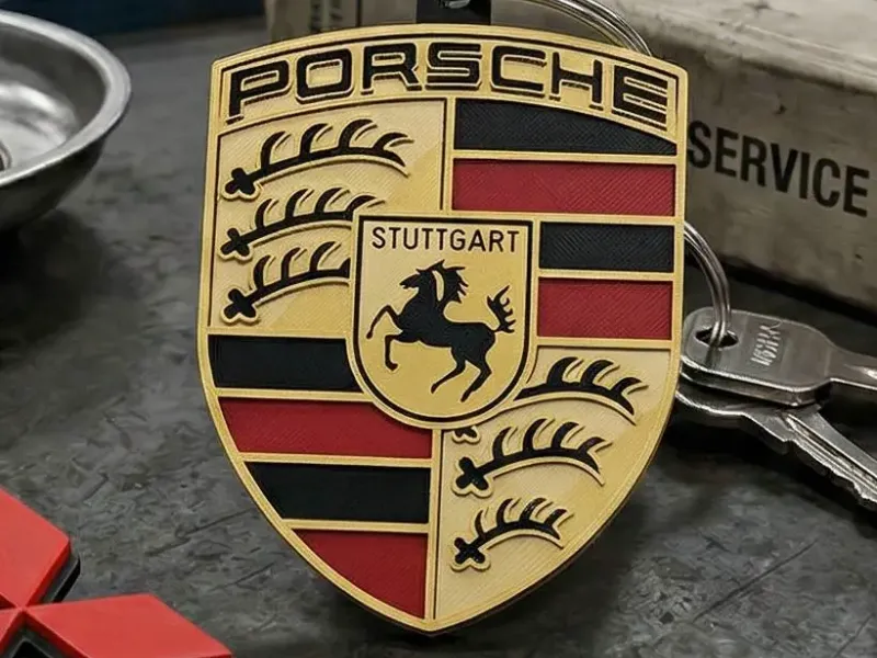 Porsche Logo Keychain – 4 Color / Single Color Option
