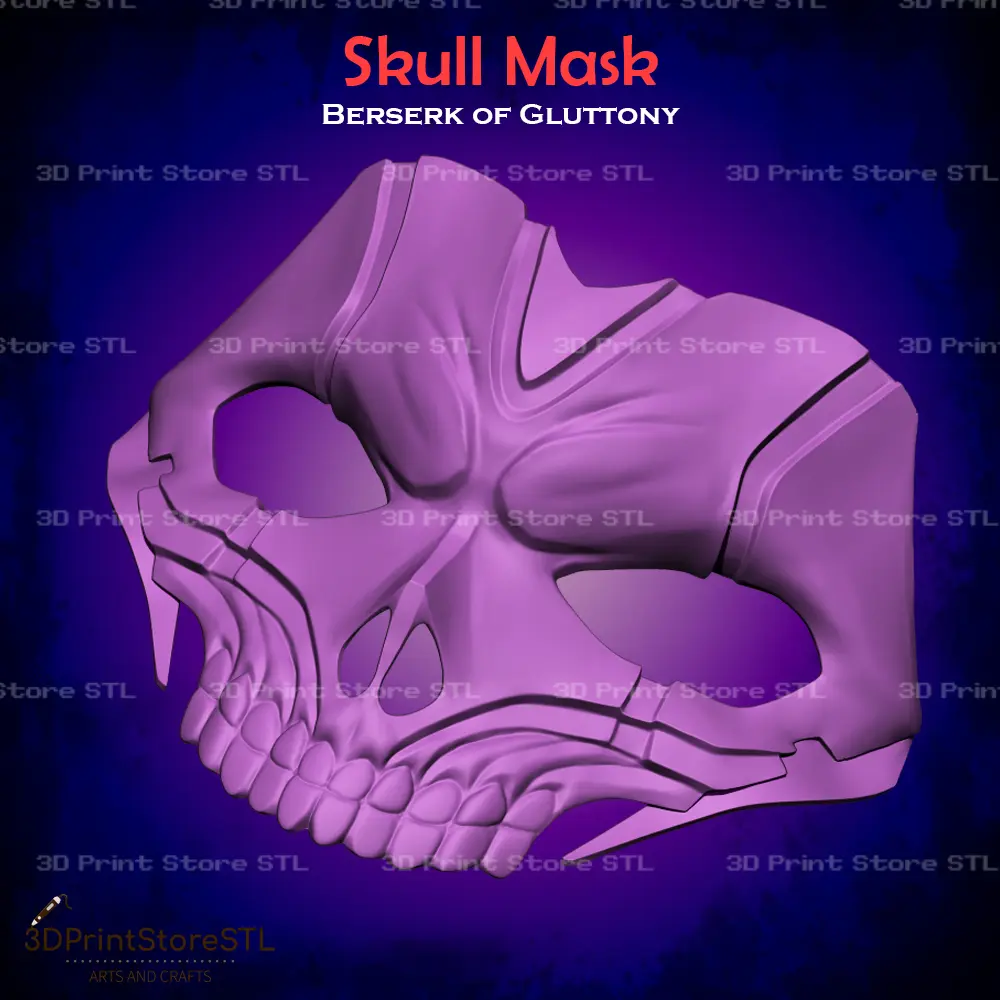 Kafatası Maskesi Cosplay Berserk of Gluttony - STL Dosyası