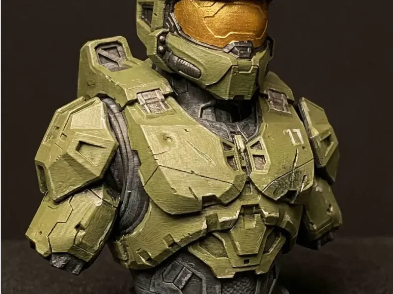 Master Chief Borstbeeld | Halo Spartan Helm Standbeeld | Sci-Fi