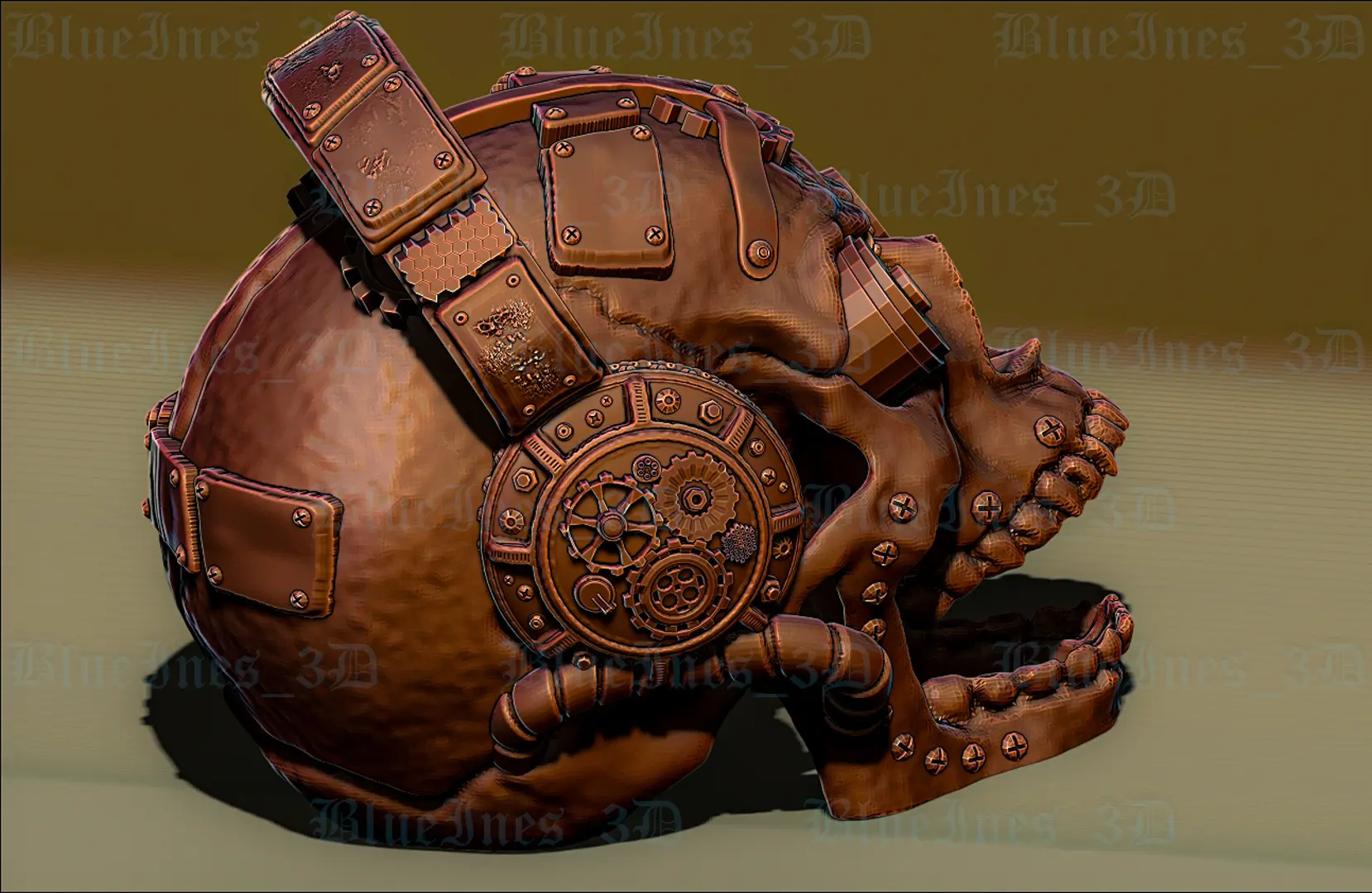 STEAMPUNK SKULL WITH HEADPHONES