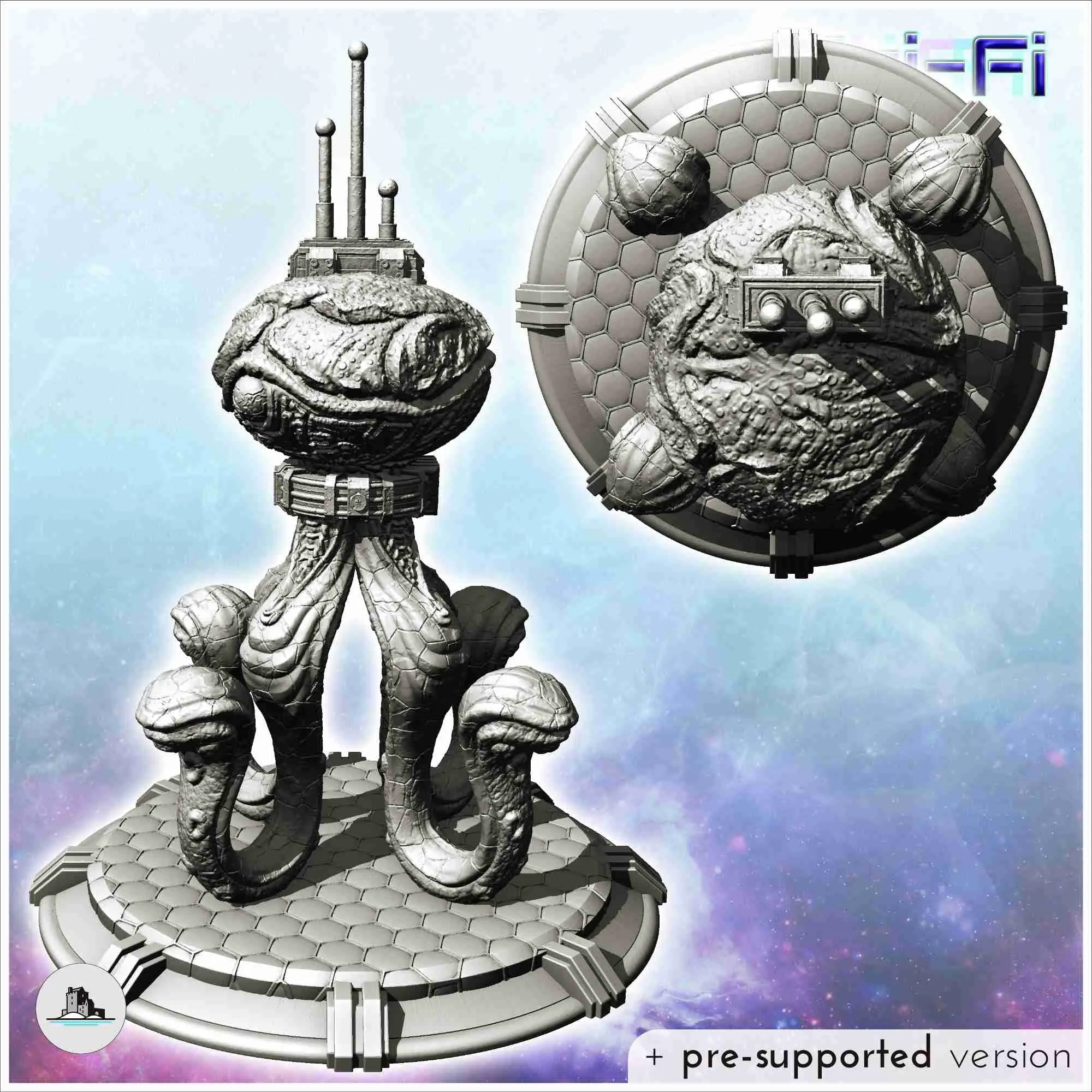 Alien octopus creature with tentacle and antenna (15) - scie