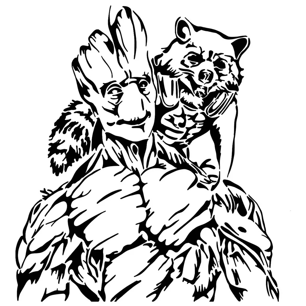 Free Other STL Download - Rocket and Groot stencil 2by SMT_M 🦊