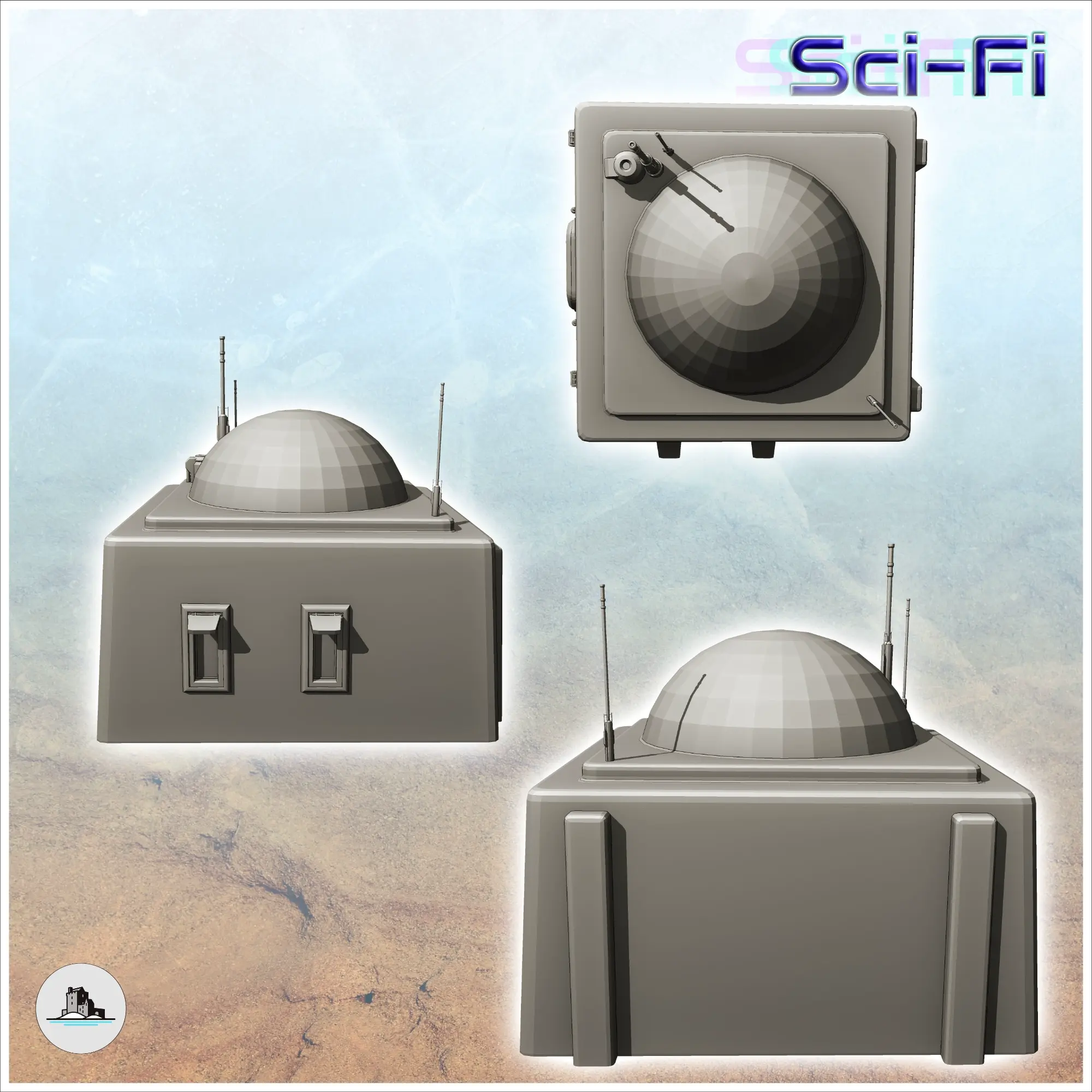 Tatooine futuristic house with roof sphere and antennas (6)