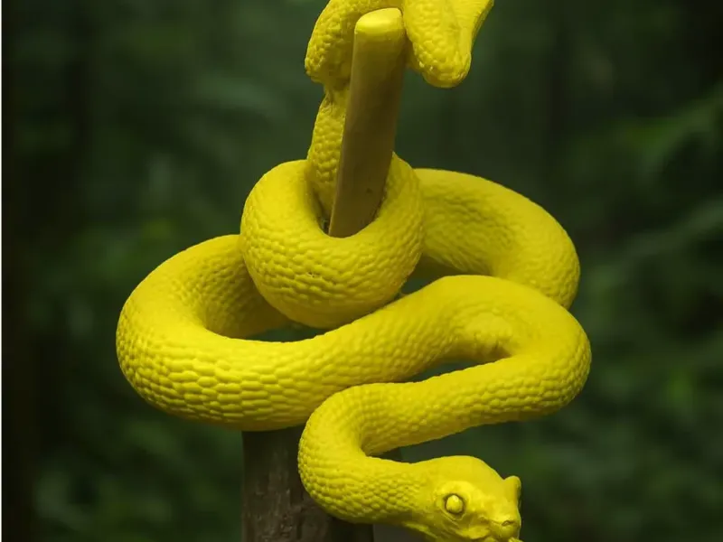 Gele adder op een tak