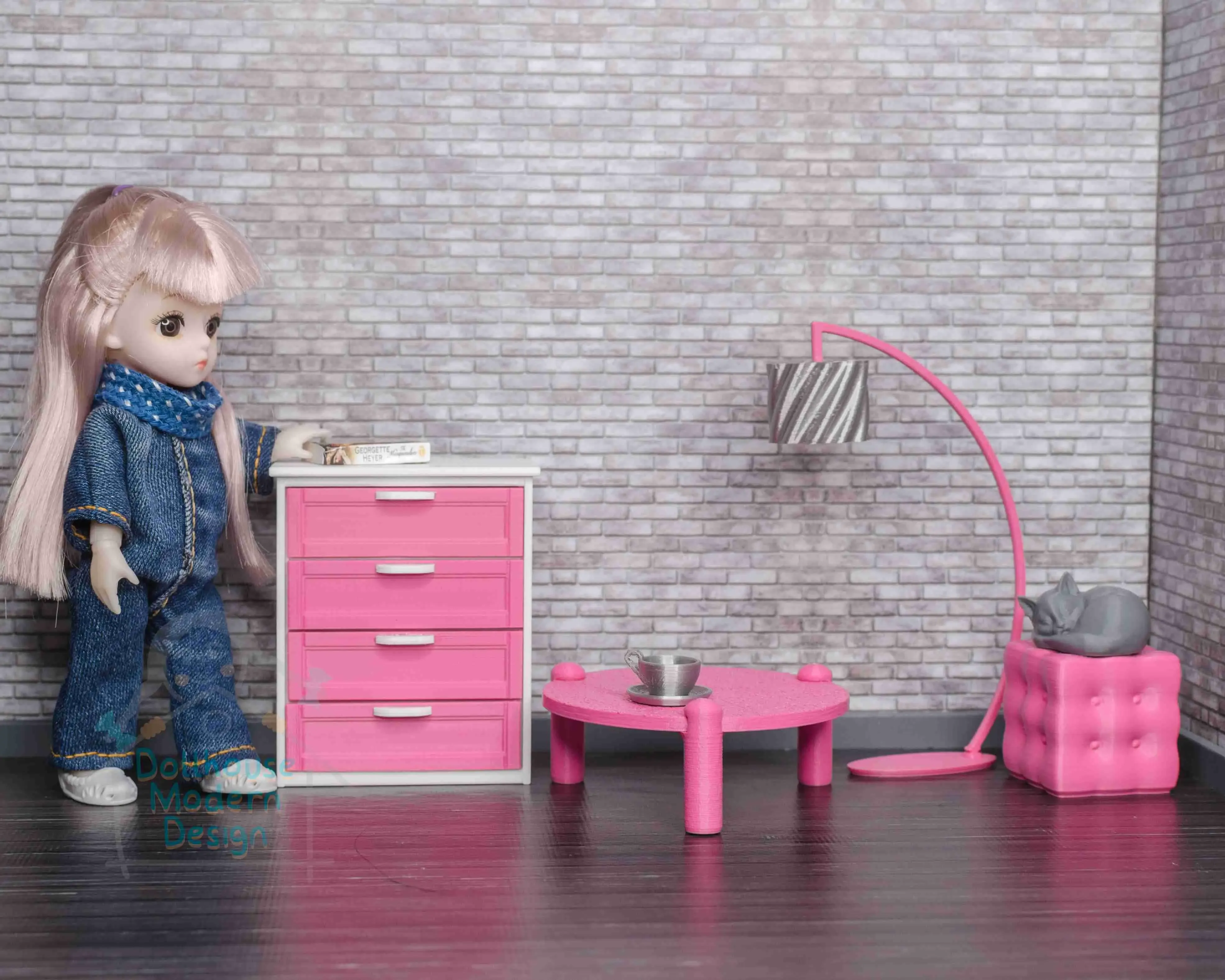 Miniature modern Floor Lamp - dollhouse 1:12 scale furniture