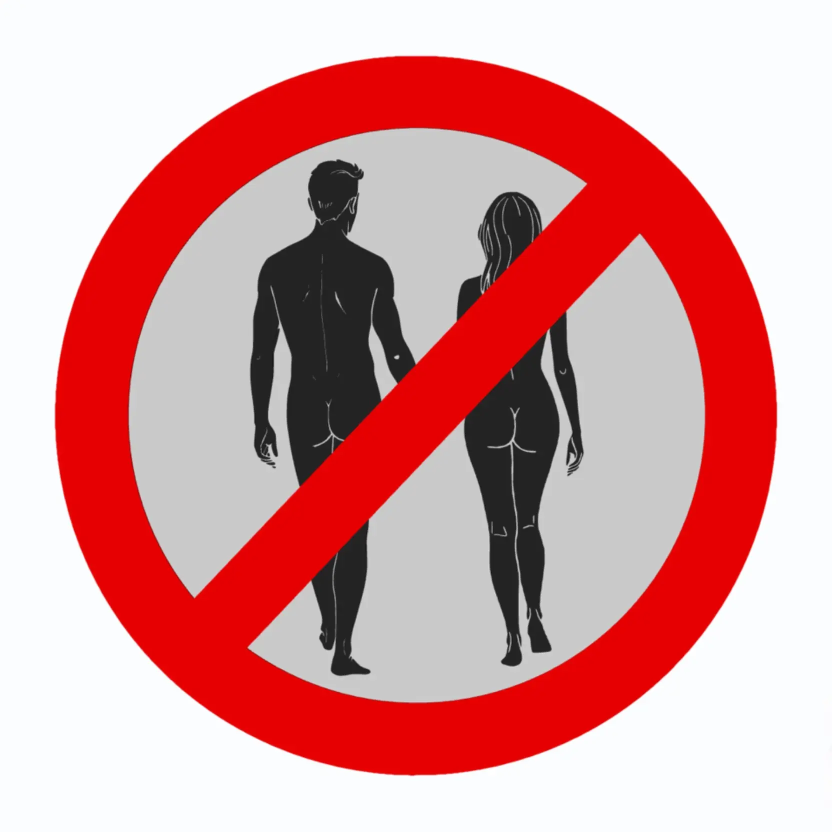 Nudism/Nude Walking - Forbidden Traffic Sign - Wall Art v2.2