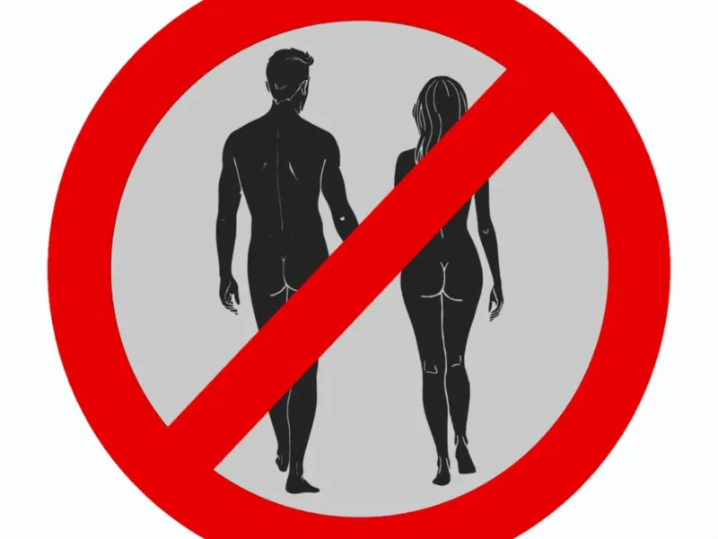 Nudism/Nude Walking - Forbidden Traffic Sign - Wall Art v2.2