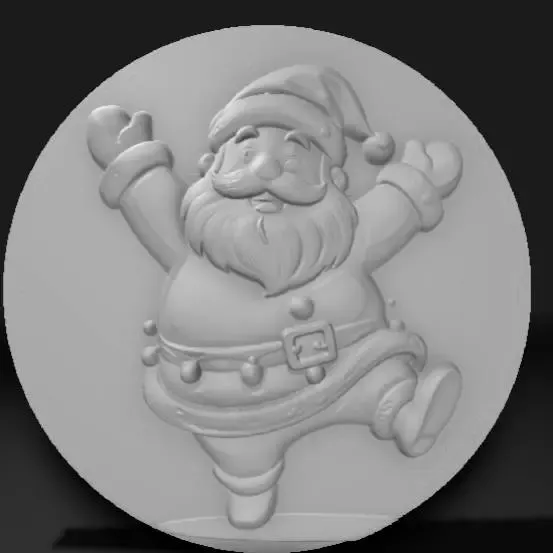 Cartoon Santa Claus dancing, joyful jump, long coat