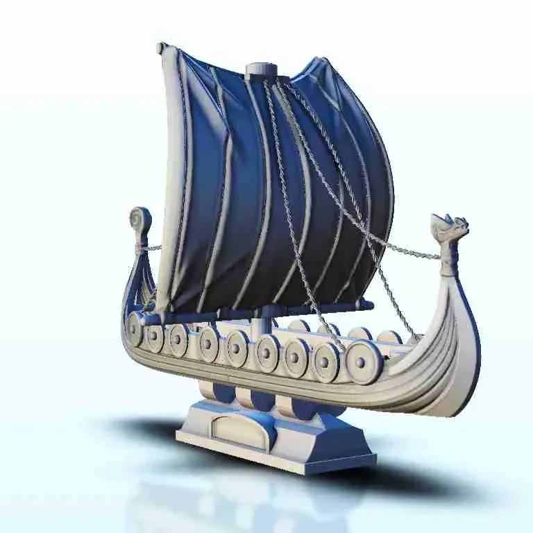 Viking drakkar savaş uzun gemisi 1 - scenery medieval miniatures