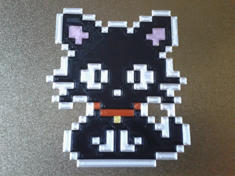 Black cat sitting 8-bit pixel art, 5 colors (by sub-object)