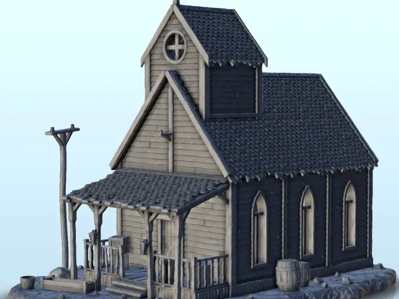 Wooden church with canopy - Terrain scenery West Old Western