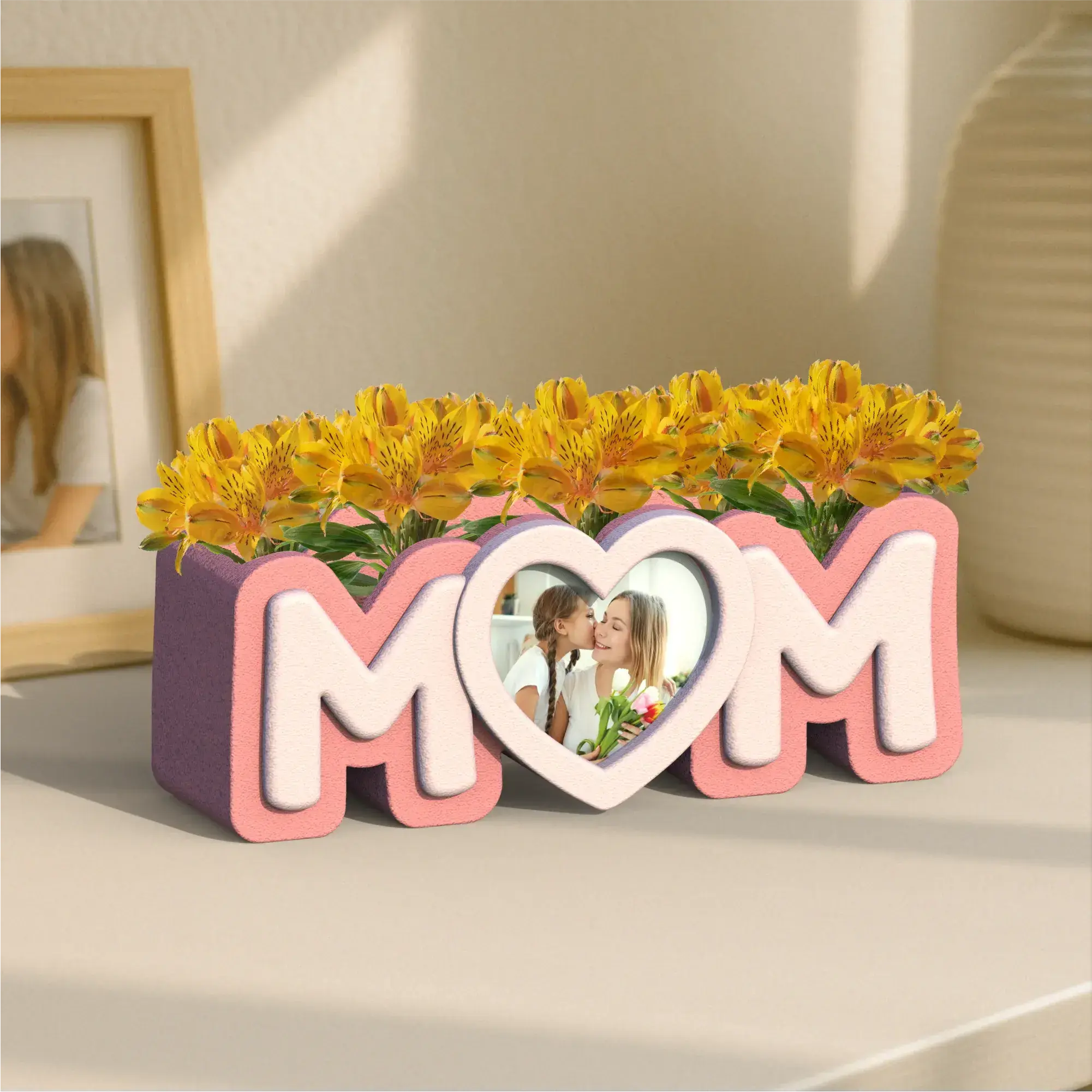 Mom Frame Planter, Heart Shape Frame, Mother’s Day Photo