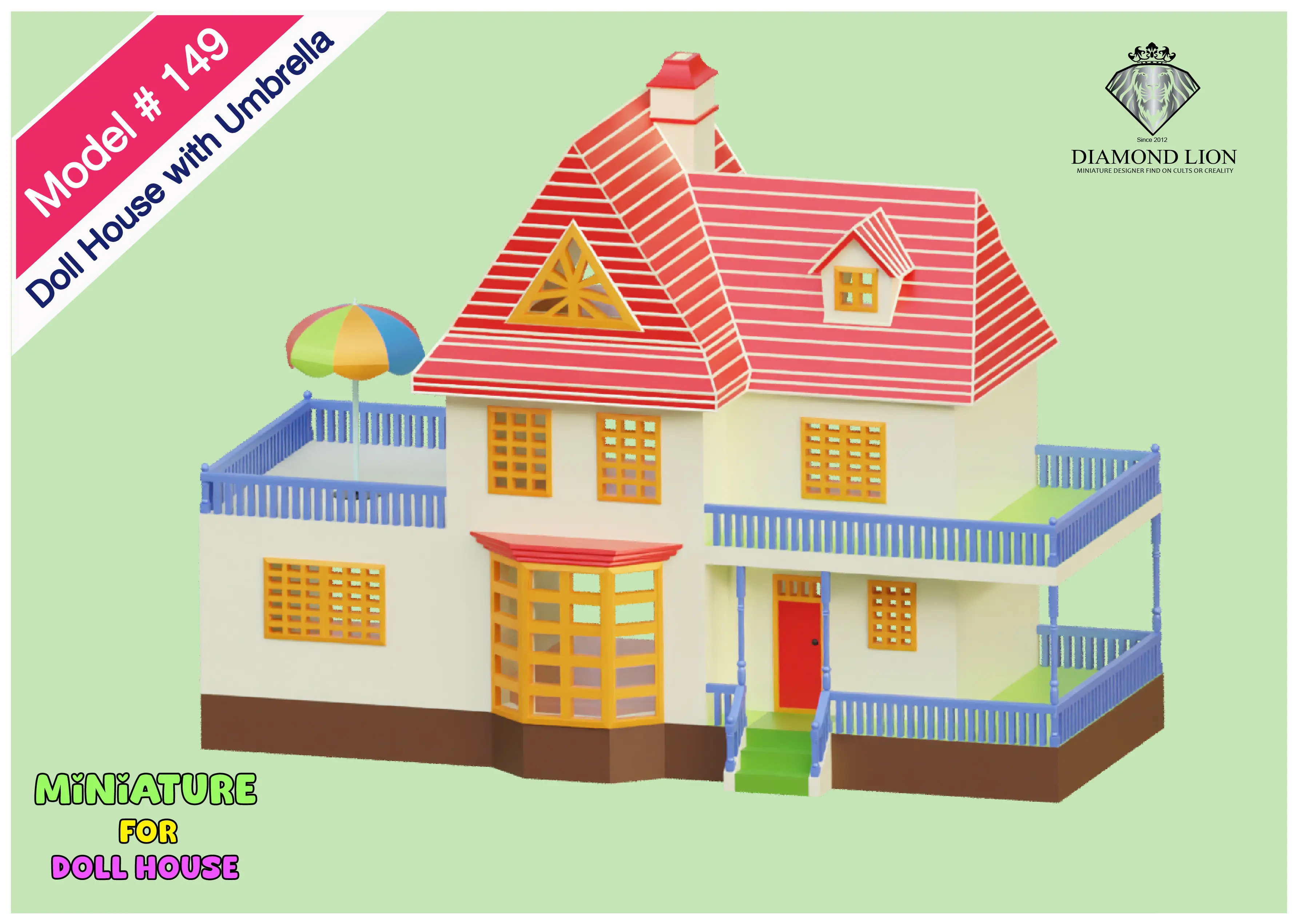 luxury doll house with umbrella