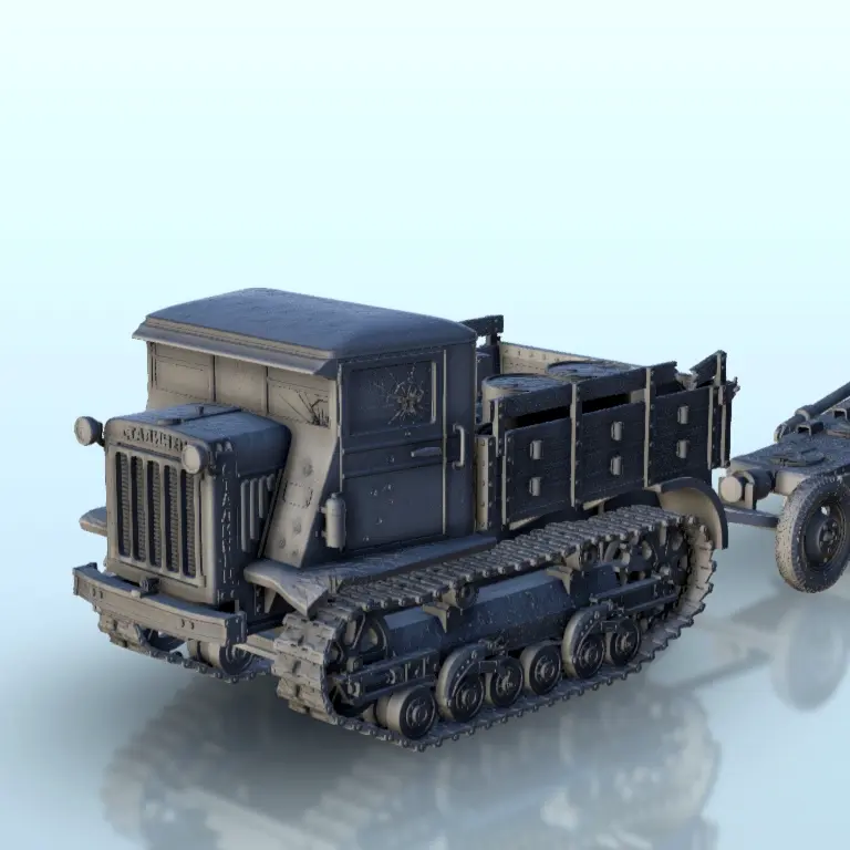 B-4 203mm howitzer M1931 and Stalinec-2 transport truck