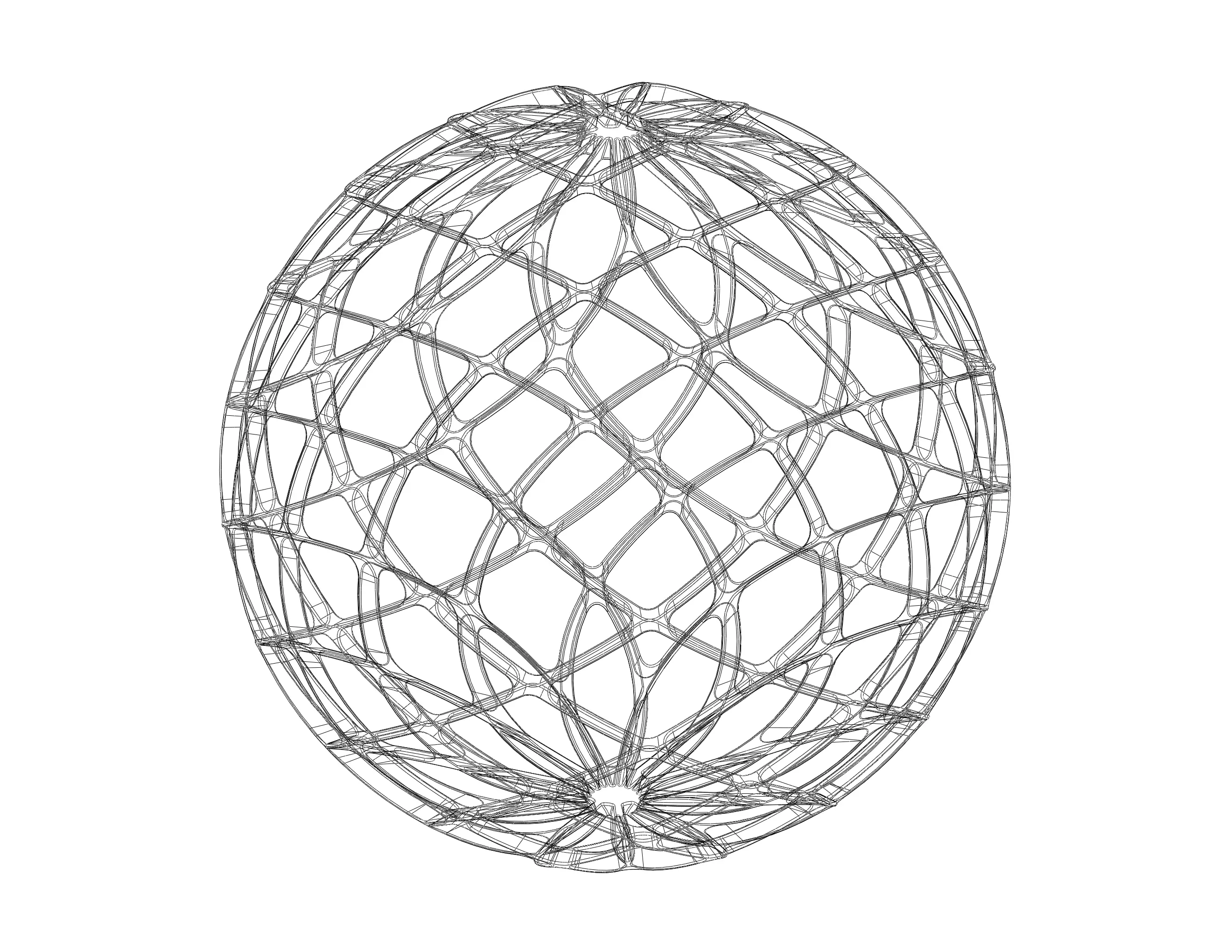 Wireframe Shape Geo Complex Twisted Sphere