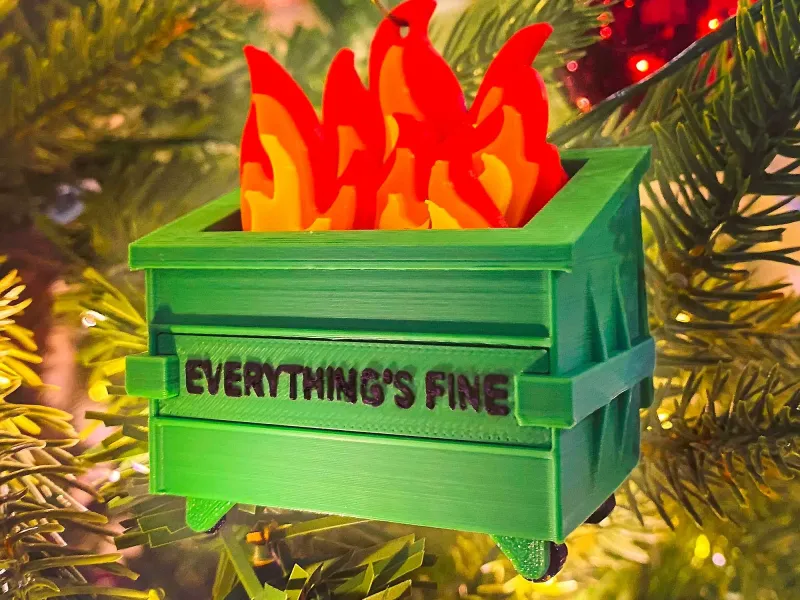 Dumpster Fire Meme Christmas Ornament – Easy Multi-Color