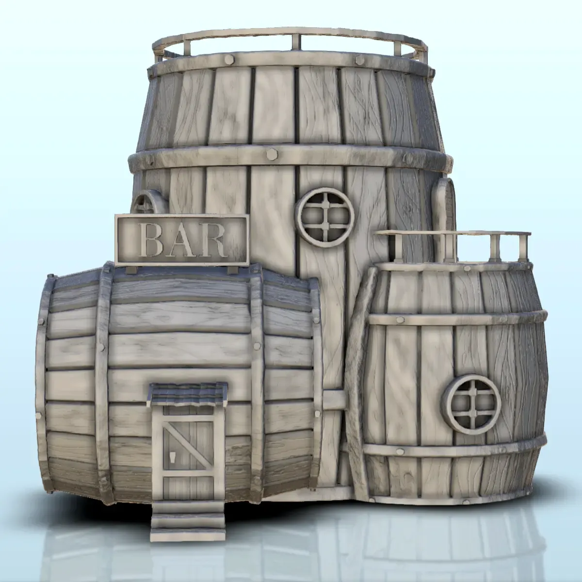 Barrel-shaped island bar (6) - scenery medieval miniatures w