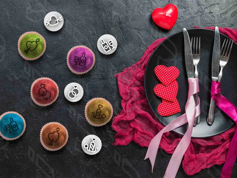 Kit com 4 carimbos para bolos, trufas e massa de modelar