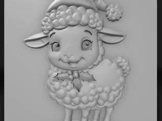 sheep with a Christmas hat