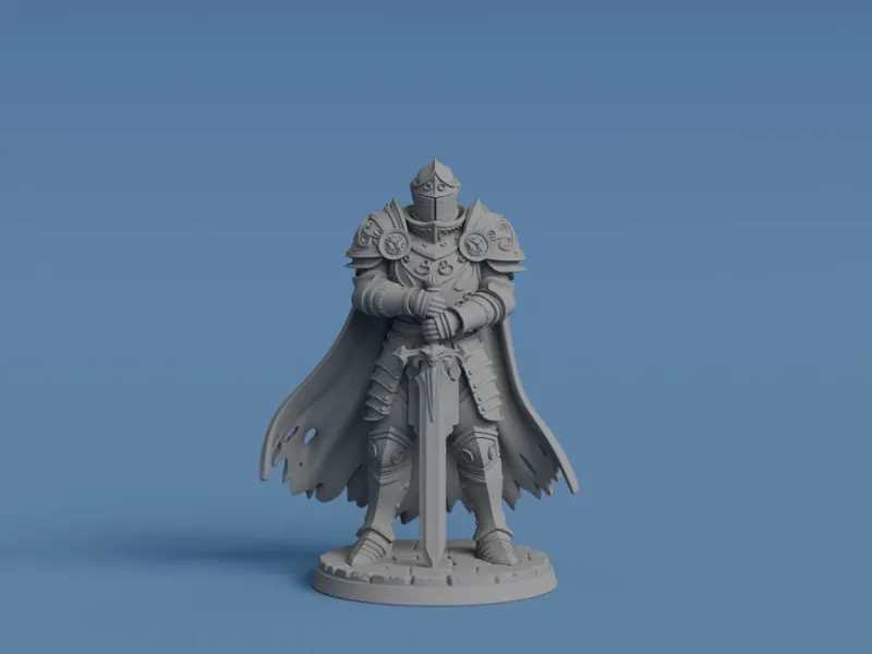 Paladin Knight Miniature - Medieval Warrior in Plate Armor