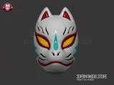 Japanese Kitsune Fox Mask - Oni Samurai Halloween Cosplay-0