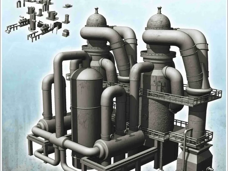 Grote industriële raffinaderij met pijp- en vatenstelsels (19)