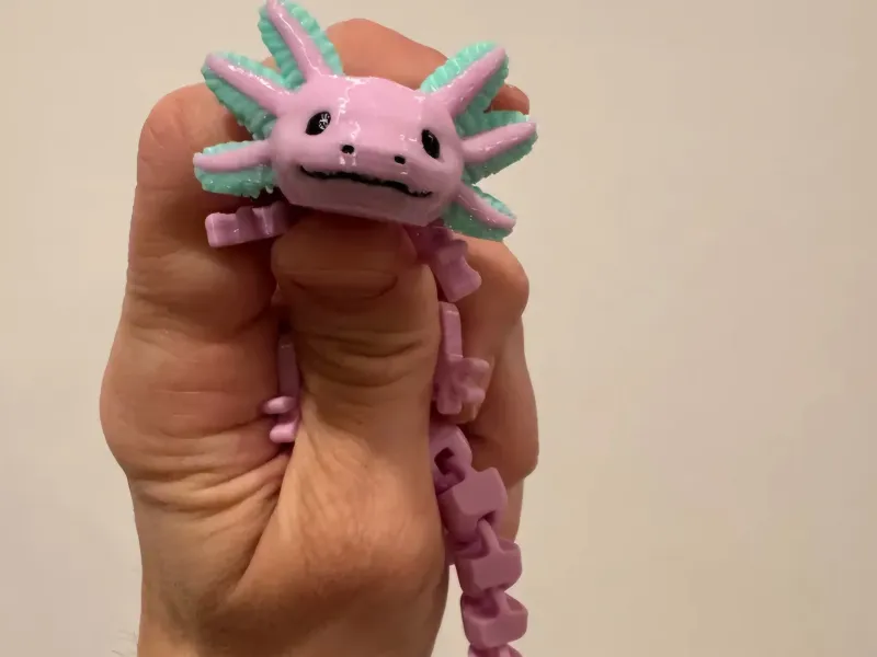 Multicolor articulated axolotl w/ articulated limbs
