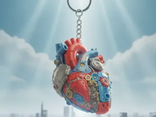 heart, corazon robotico, llavero, keychain