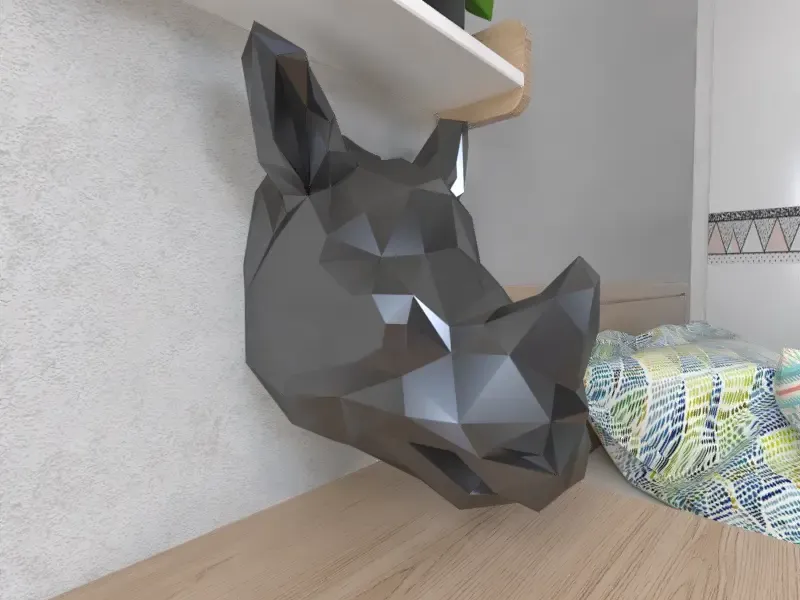 Rhyno Head Wall Lowpoly Low poly
