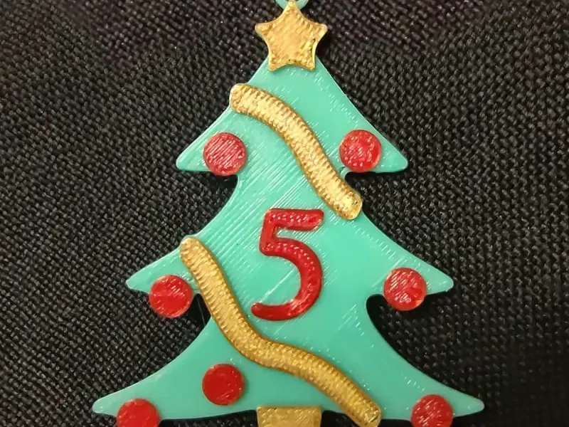 5 Number - Christmas Tree with Baubles, Tinsels and Star