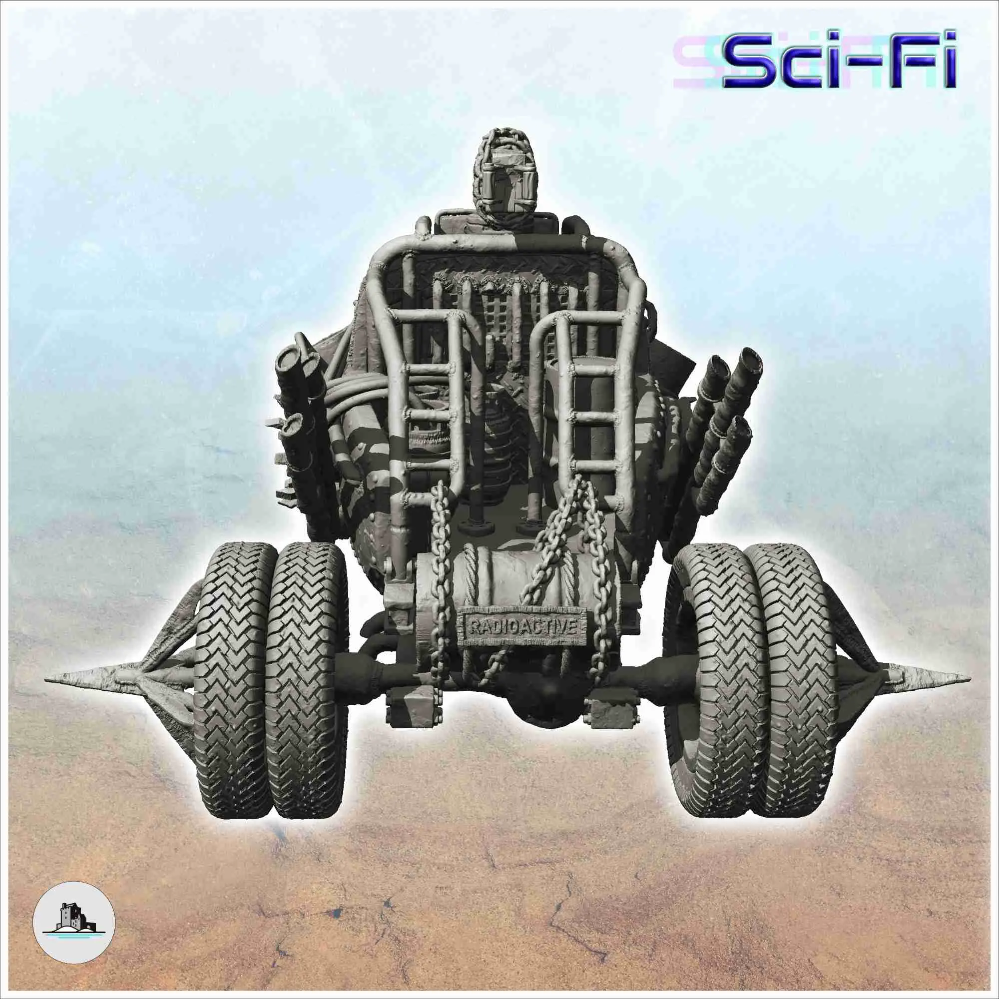 Post-apo four-wheeled light car with turreted weapon (12) -