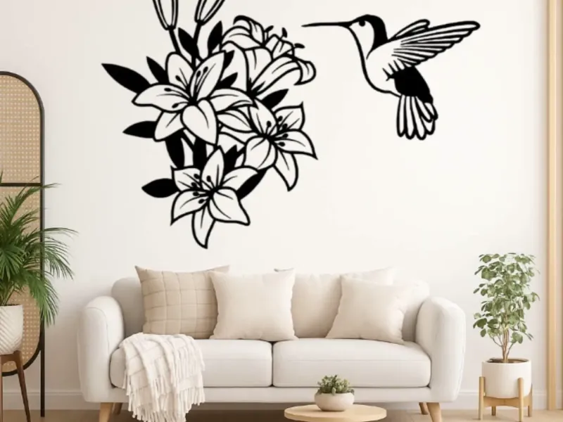 WallArt Flowers Humming Bird