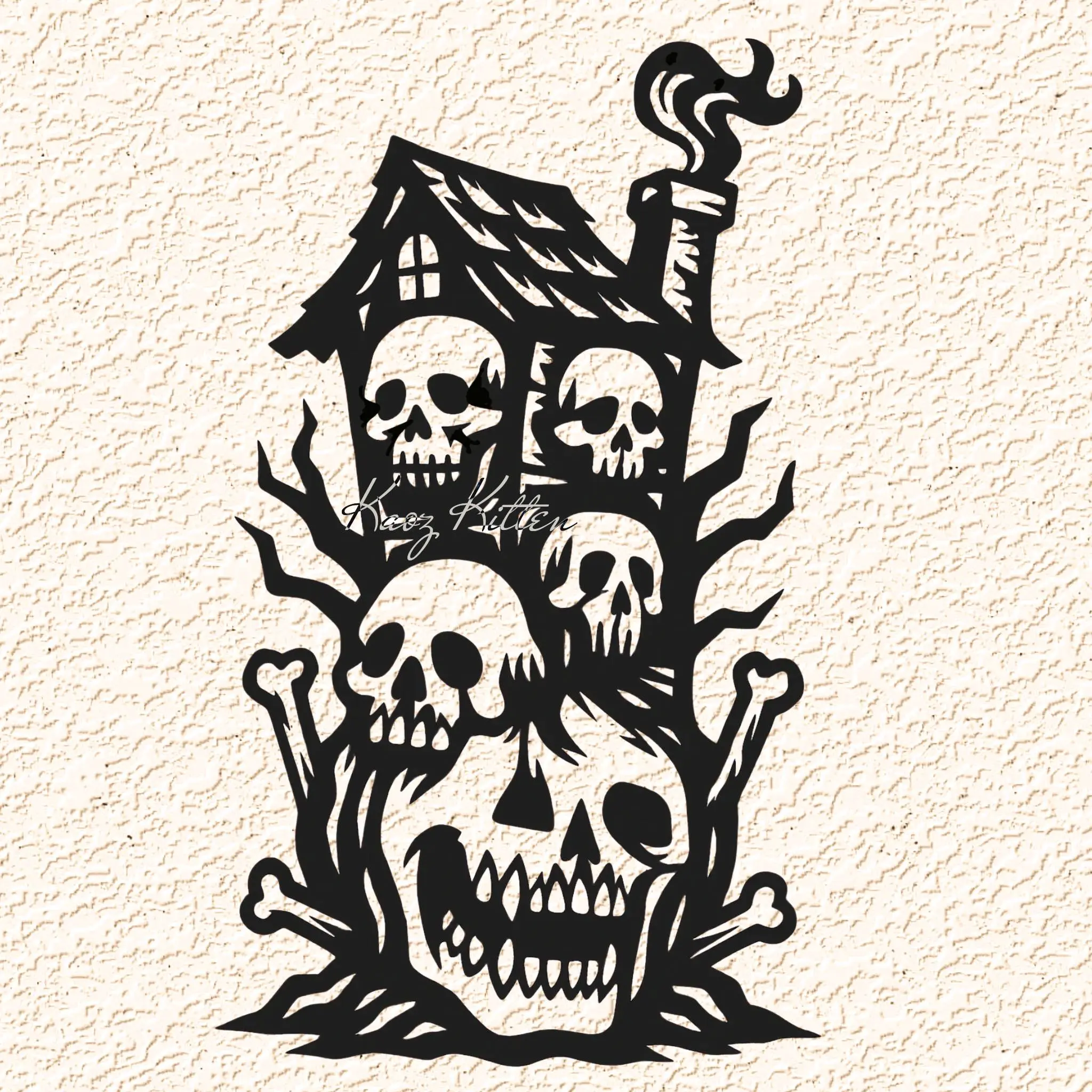 Haunted House Bone Skulls Wall Art Home Decor