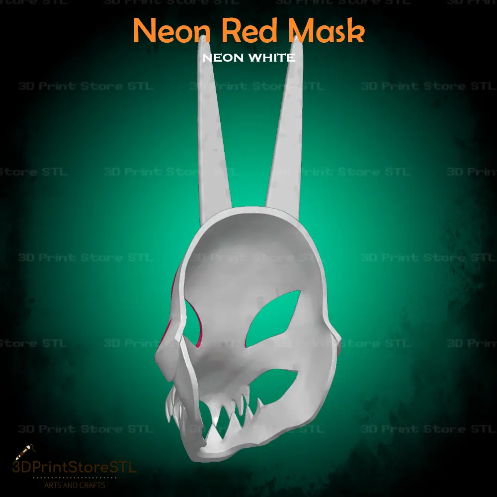 Red Mask Cosplay Neon White Game - STL File