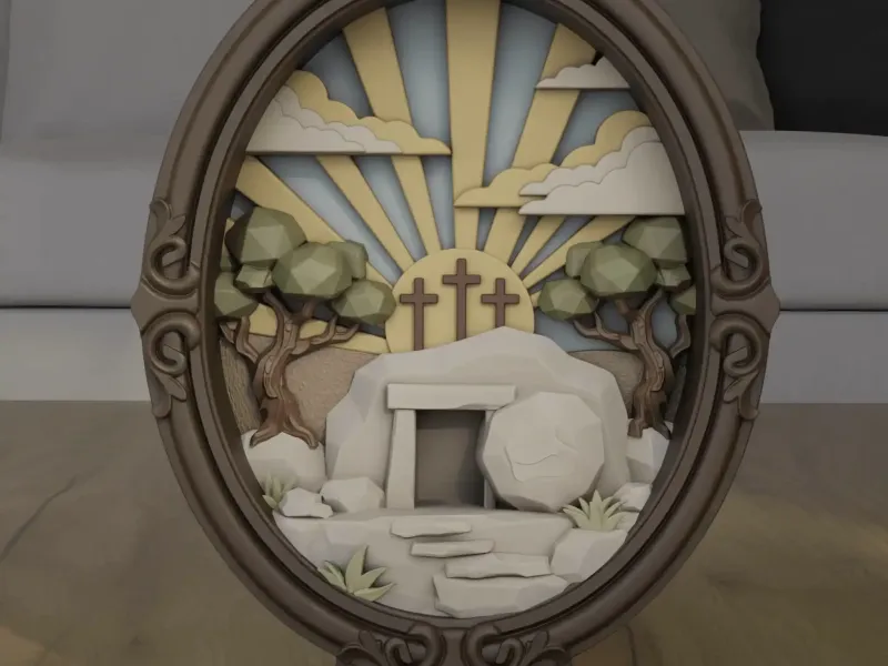 Easter Empty Tomb Diorama 3D STL Model