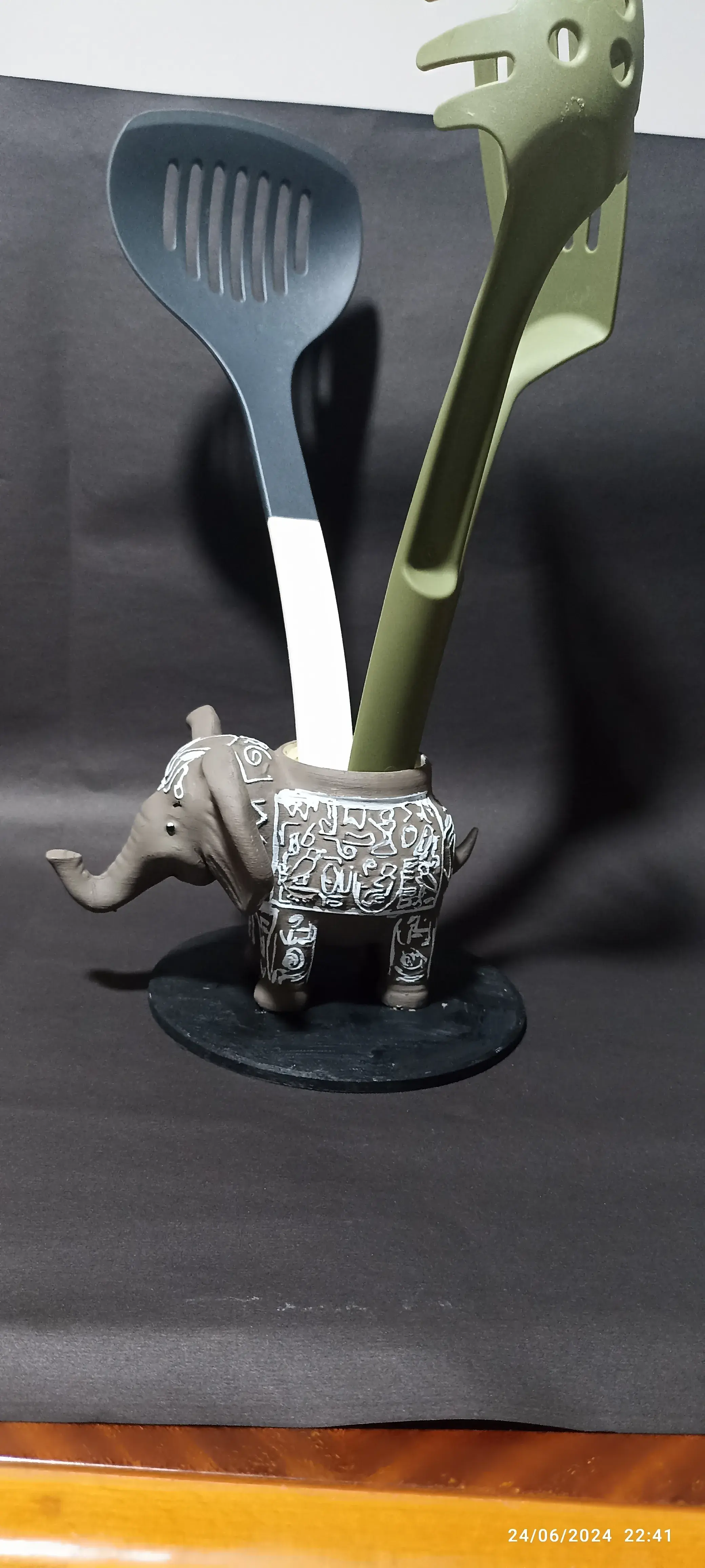 Elephant Kitchen Utensil Holder With Hieroglyphs