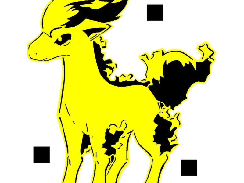 077 Ponyta stencil + 2D