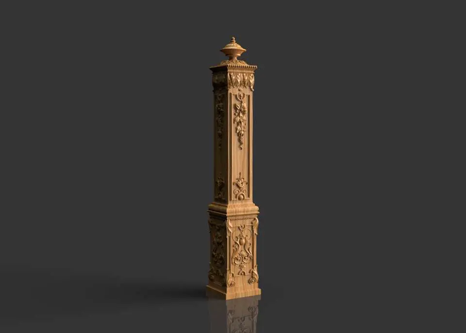 The pillar, column, stand, support with grapes, dragon, girl