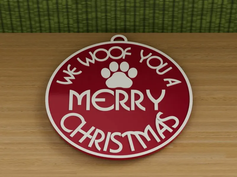 Christmas ornament - merry christmas with dog paw