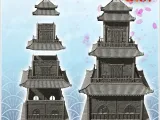 Oriental pagoda with multiple curved roofs and double terrac-2