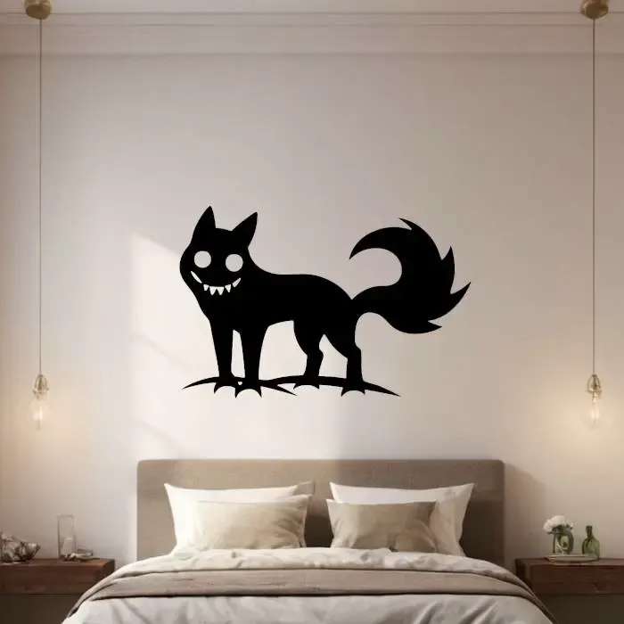 Creepy Cat Wall Art Tim Burton Inspired Cat Silhouette