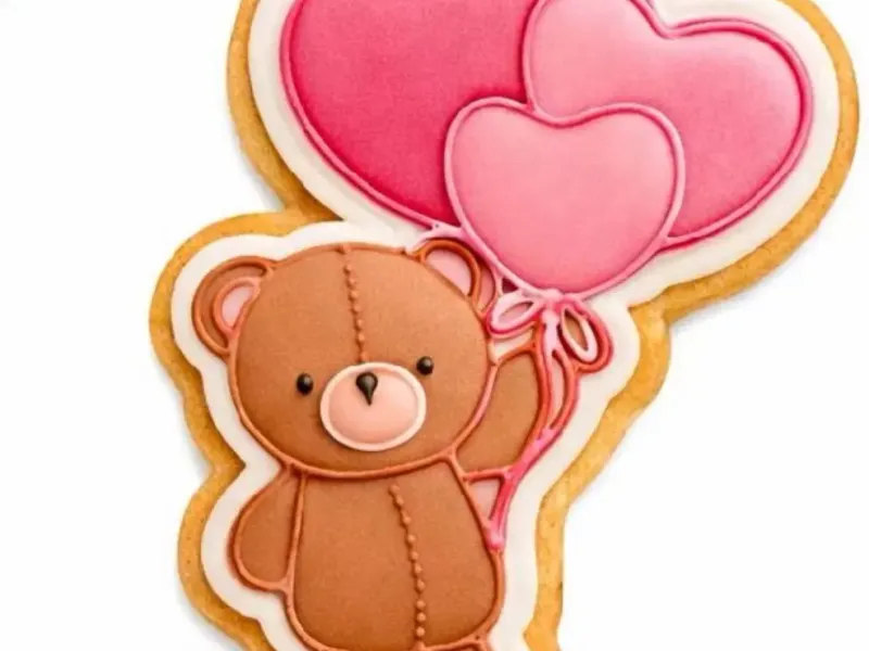 cortador de galletas oso con globos de corazon