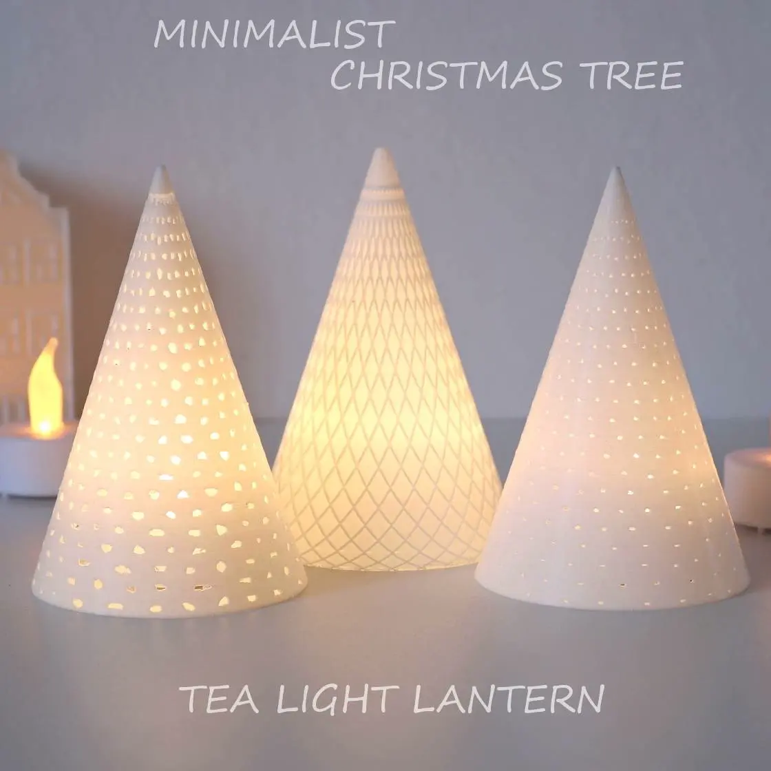 Modern Christmas Tree Tealight Lantern Set
