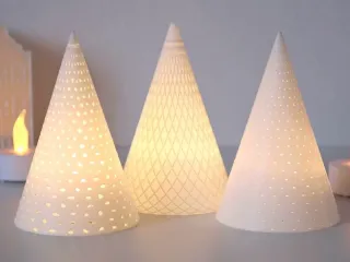 Modern Christmas Tree Tealight Lantern Set