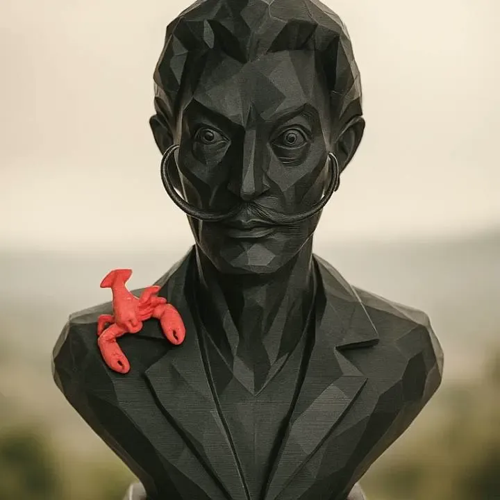 Salvador Dalí Bust – Low-Poly Surrealist Sculpture
