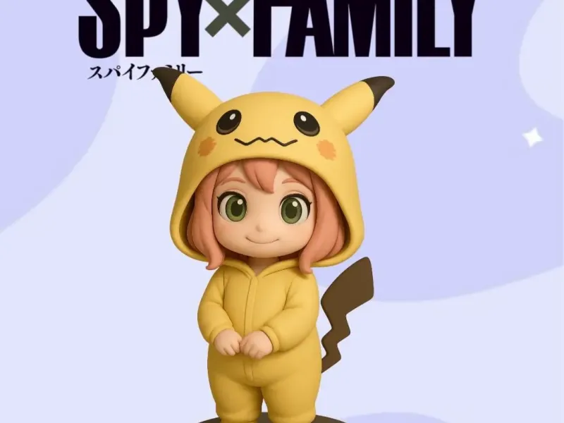 Anya Mimikyu Pokémon-kostuum chibi-ontwerp met basis STL